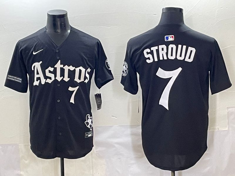 Men 2025 Houston Astros #7 Stroud Black Five generations Joint Name Nike MLB Jersey style 9